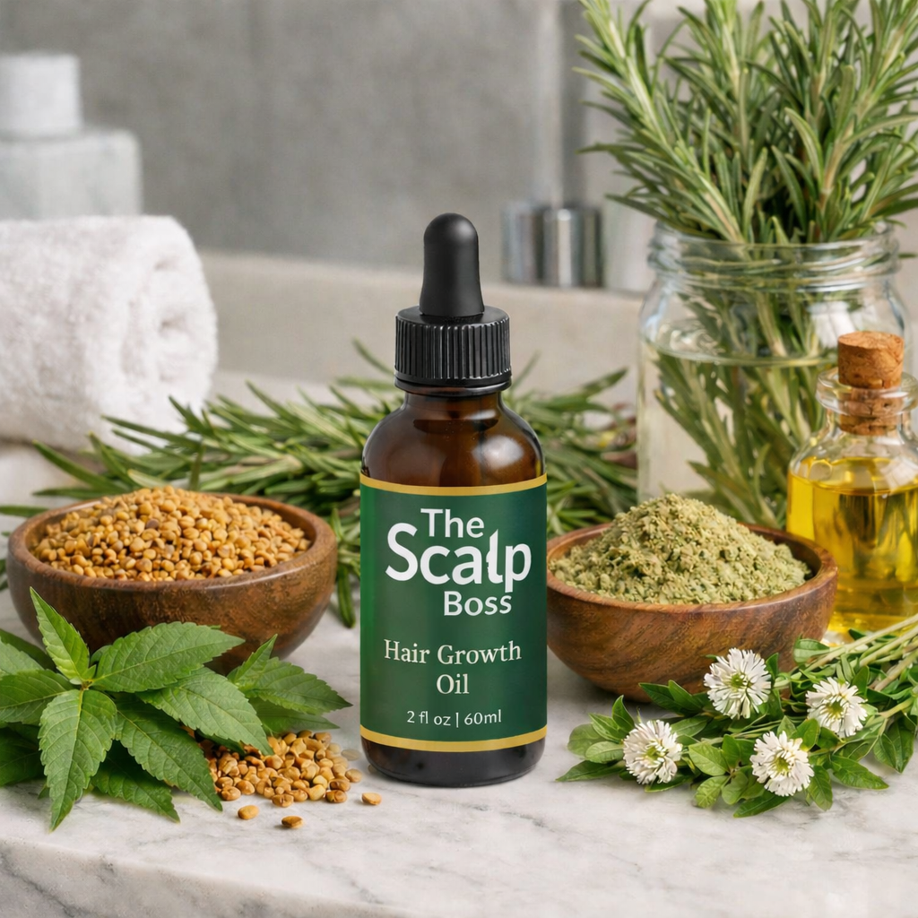 The Scalp Boss Hair Growth Oil and Ingredients